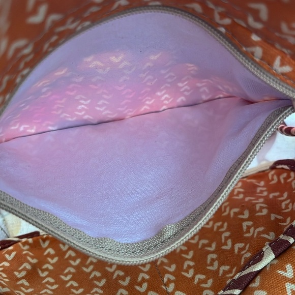 Fossil Vintage Key-Per Crossbody Hobo Canvas Bag Paisley Design Orange Hot Pink - Picture 9 of 16